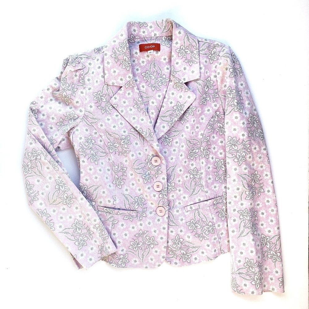 CO-OP Blazer S Small Pink Floral 3 Button